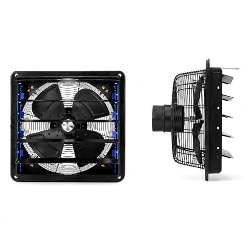 1300 RPM Wall Mounted Exhaust Fan, Industrial Shutter Ventilation Fan with Copper Motor, Heavy-Duty Metal Air Extractor for Garage, Workshop, Warehouse, Greenhouse and Barn 41cm/16.1in - color: 41cm/16.1in
