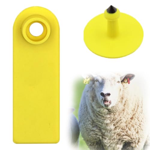 Round Identification Ear Tags, Sturdy Distinguish Ear Label with Applicator Livestock, Round Farm Animal Differentiate Lug Tag for Sheep/Cattle/Hog Goats(Yellow,Sheep) - color: Yellow, size: Sheep