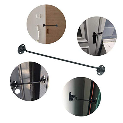 2PCS 12 Inch Stainless Steel Barn Door Hook and Eye Latch Black, Long Privacy Cabin Door Swivel Window Hook, Heavy Duty Gate Latch Holder Easy Lock- for Sliding Door, Garage, Shed, Window - size: 12 Inch - Black