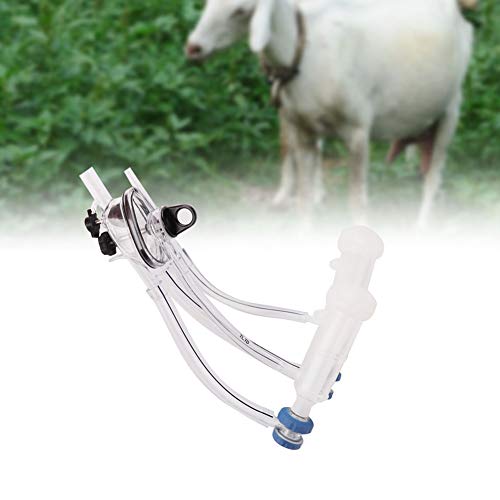 Goat Milker Claw Kit, Milking Teat Cups for Goat and Sheep, Food - Grade Plastic Milking Machine Parts with 16.14in Hose, Replacement for Farm Milk Collector System