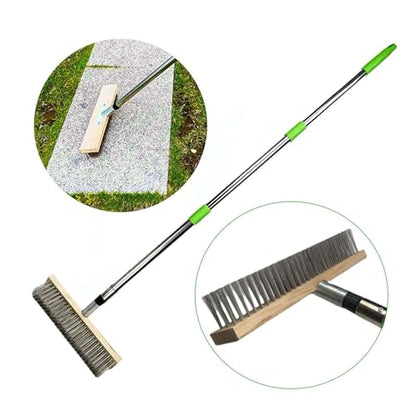 ordinarYone Strong Stainless Steel Deck Brush With 59 Inch Customizable Handle For Concrete Wood And Outdoor Spaces
