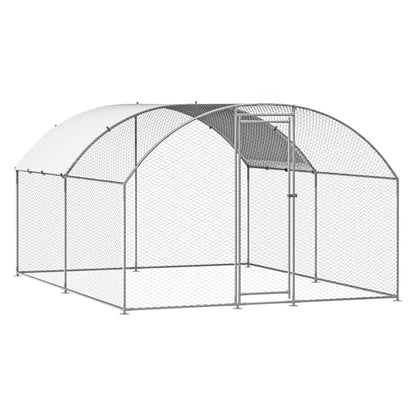 VEVOR Large Metal Chicken Coop with Run, 13.1 x 9.8 x 6.5 ft Walkin Chicken Coop for Yard with Waterproof Cover, Dome Roof Large Poultry Cage for Hen House, Duck Coop and Rabbit Run - size: 157.5"L x 118.1"W x 78.7"H