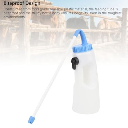 Naroote Calf Milk Bottle, Feeding Colostrum Immune System, 2.5L Farm Animal Nursing Bottle with Control Valve, Biteproof Food Grade Plastic, Ergonomic Handle for Calves & Lambs