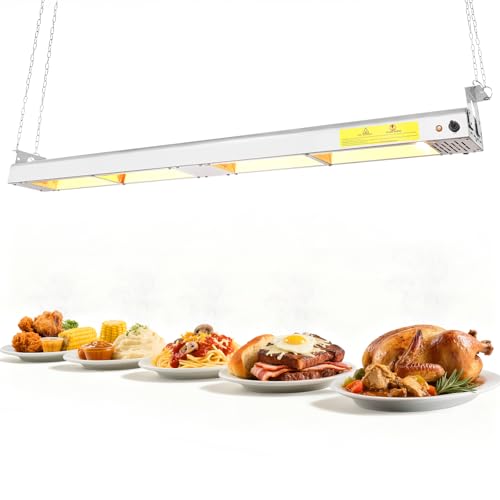 55-Inch Food Heat Lamp - 1400W Commercial Food Warmer Lamp Overhead Stainless Steel Catering Heat Lamps Electric Strip Heater for Restaurant Buffet Parties Kitchen, Silver 115V - color: Silver, size: 55 Inch