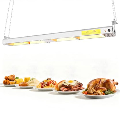 55-Inch Food Heat Lamp - 1400W Commercial Food Warmer Lamp Overhead Stainless Steel Catering Heat Lamps Electric Strip Heater for Restaurant Buffet Parties Kitchen, Silver 115V - color: Silver, size: 55 Inch