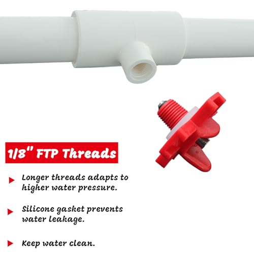 (8 Pack) Horizontal Chicken Waterer Nipples with 1/2'' PVC Tee Fittings for DIY Automatic Chicken Waterering System
