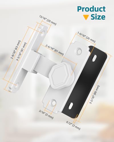 90 Degree Barn Door Lock, Small Sliding Barn Door Latches, Rust-Proof Sliding Gate Latch Lock for Garden, Bathroom, Cabinet, Pet Cage, Window, Shed (White-4PCS) - color: White-4PCS