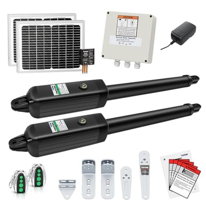 TOPENS AD5S Automatic Gate Opener Kit Medium Duty Solar Dual Gate Operator for Dual Swing Gates Up to 16 Feet or Max 550 Pounds Gate Motor Solar Panel - size: Solar Dual Swing Gate Opener Medium Duty
