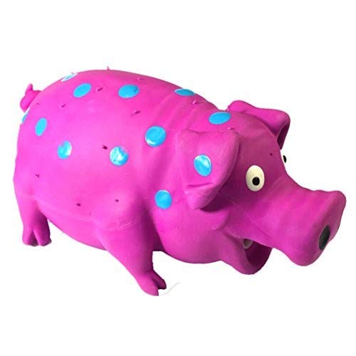 Latex Dog Squeaky Chew Toys, Oink Oink Pig 8.3" with Aqua dot Stuffed with Cotton.