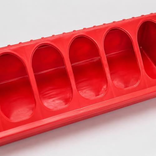 Hanging Chicken Feeder, Galvanized Steel Feeder, Long Trough Design, Chicken Feeders and Waterers, 84.5cm Long (24 Holes) - size: 84.5cm long (24 holes)