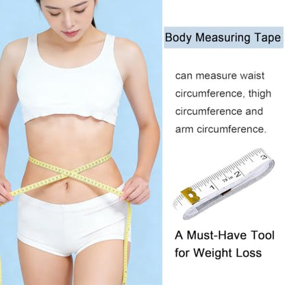 3 Pack Soft Tape Measure Double Scale 79 Inch, Body Measuring Tape Fabric Craft Sewing Flexible Vinyl Ruler & Medical Body Measurement for Body Weight Loss (White) - color: White