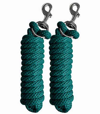 Majestic Ally Pack of 2 Solid Poly Lead Rope for Horses & Livestock – 10 Foot long and 5/8 inch Thick - Replaceable Heavy-Duty Bolt Snap – Handmade – Soft, Broken in Feel (Hunter Green) - color: Hunter Green