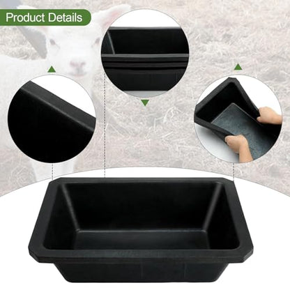 Rubber Feed Pan Large Capacity Trough 10 Quart for Chicken Livestock Goats