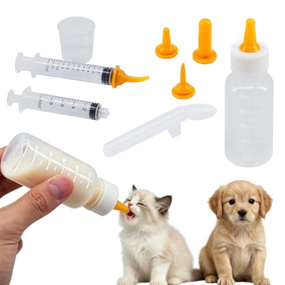 Pet Feeding Kit Kitten Bottle Feeding Set with Nursng Nipples,Portable Storage Case,Emergency Feeding Supplies,Replaceable Accessories for Newborn Kittens and Puppies,Rabbits (8 Piece)