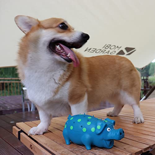Pig Squeaky Dog Toy, 2 PCS Interactive Rubber Dog Chew Toy - Durable Latex Spot Grunting Pig Toys that Oink for Small Medium Large Dogs (Orange, Blue) - color: Orange, Blue