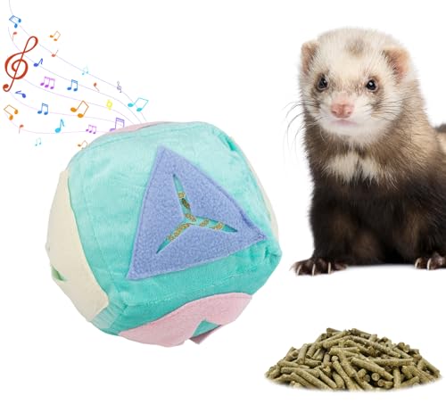 Ferret Toy with Bell Washable Puzzle Treat Hider Slow Feeding Snuffle Foraging Ball for Boredom Enrichment Toys for Small Animal Squirrel Hedgehog Rat Guinea Pig (1PC)