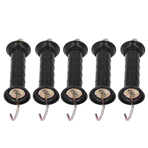 4Pcs Electric Fence Gate Handle, Black Steel PP Insulated Grip Bar for Pasture Ranch Spring Connector