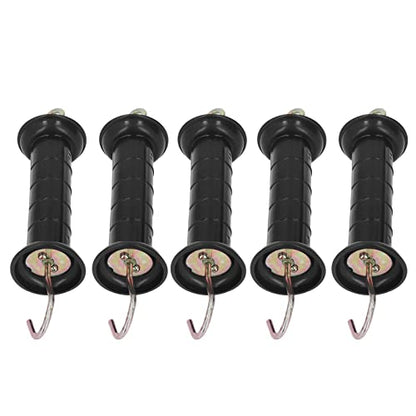 4Pcs Electric Fence Gate Handle, Black Steel PP Insulated Grip Bar for Pasture Ranch Spring Connector