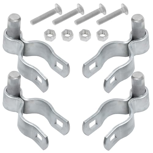 4 Pack 2-3/8" Chain Link Fence Frame Gate Post Male Hinge, Galvanized Steel Gate Hinge for Fence Posts, Bolts & Nuts Included - size: 2-3/8" Male