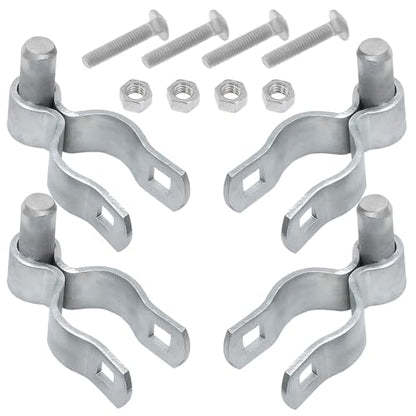 4 Pack 2-3/8" Chain Link Fence Frame Gate Post Male Hinge, Galvanized Steel Gate Hinge for Fence Posts, Bolts & Nuts Included - size: 2-3/8" Male