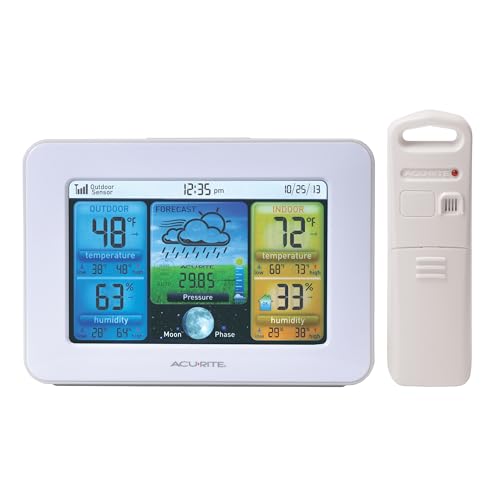 AcuRite 02041M Color Weather Station with Forecast, Temperature, Humidity,White - color: White - Full Color Display