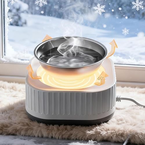 Heated Water Bowl, with Waterproof Design, Keeps Water Warm (35-40°C) in Gardens, Thermostatic Control Anti-Freeze Heated Pet Water Bowl for Chicken,Duck,Goose,Rabbit (Gray)