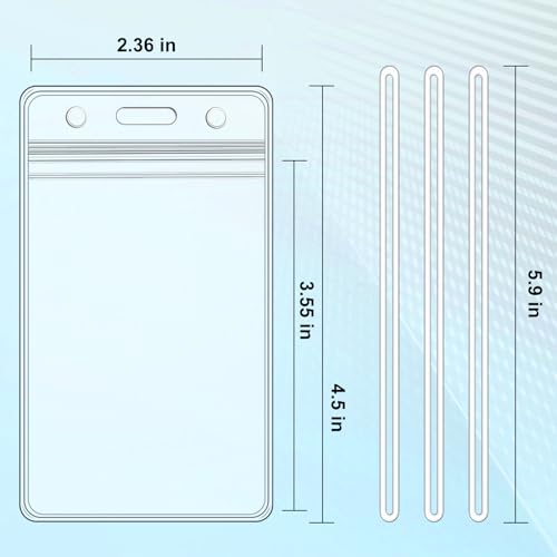50 Pack Clear Plastic Luggage Bag Tag Holder Badge Label Tag Holder with 50 Pack Luggage Loops Straps for Office Business Travel Supplies