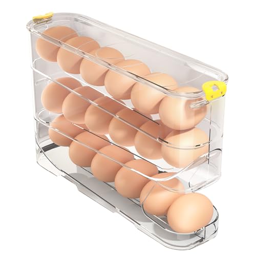 Egg Container for Refrigerator Clear Stackable Egg Holder for Kitchen Storage and Organization (Transparent, 3 Tier) - color: Transparent, size: 3 Tier