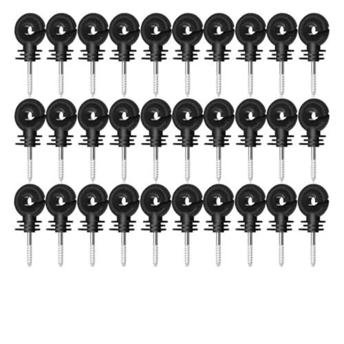 Electric Fencing Ring Insulators Electric Fence Insulator Screw in Ring Post Wire Holder Farm Cattle Sheep Horse Dog Barrier Kit(30pcs) - color: 30pcs