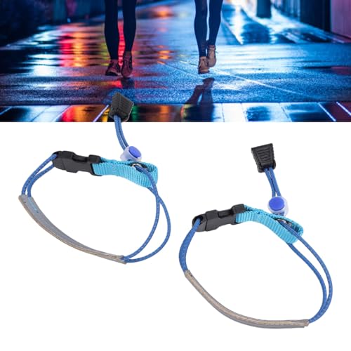 Vikye 2 Pcs Reflective Bike Pants Straps, Adjustable PU Leather Cycling Ankle Cuff Bands with Elastic Buckle, for Biking Running Walking