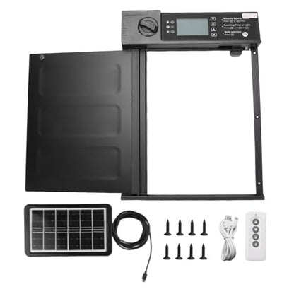 CCYLEZ Automatic Chicken Coop Door - Solar Powered with Timer & Light Sensor, Remote Control, 2000mAh Battery, AntiPinch Design, USB Charging, Wide Door