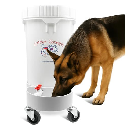 3.5 Gallon Top Fill Gravity-Fed Dog Waterer, Locking Wheels, Food Grade | You know who you are. Choose quality over disposable products, with US support and replaceable parts.