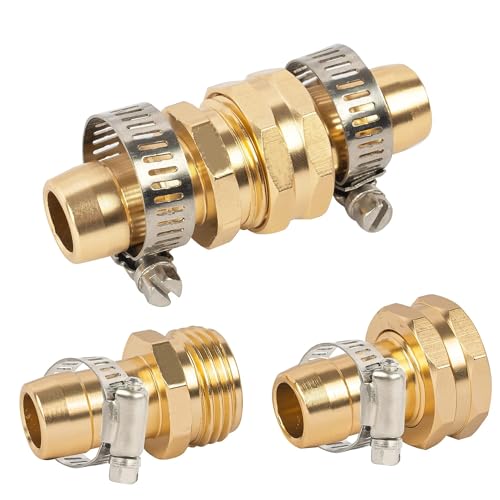 Hourleey Garden Hose Repair Connector with Clamps, Fit for 3/4" or 5/8" Garden Hose Fitting, Male and Female Hose Adapter Water Hose Repair Kit, 5 Set - size: 5-Set