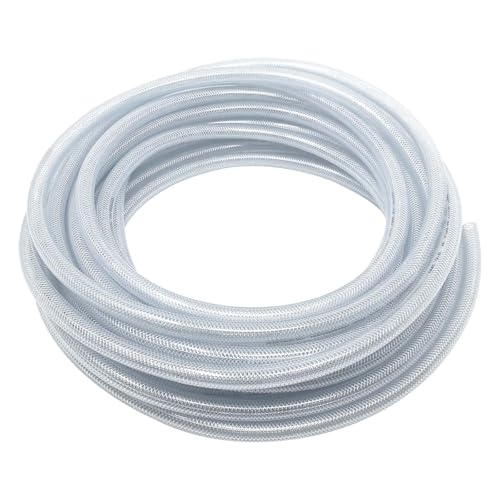 Gloxco Clear Braided PVC Tubing, Food Grade, Heavy Duty Reinforced Hose, 1/4" ID, 50 Ft Length - size: 1/4" x 50 Ft