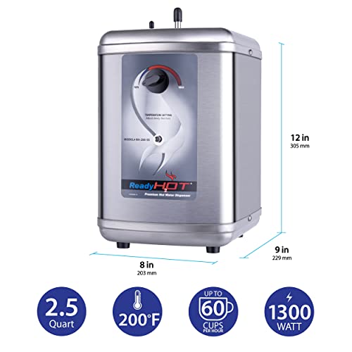 Ready Hot 40-RH-200-SS Instant Hot Water Dispenser System, 2.5 Quarts Manual Dial Tank Only, Stainless Steel - style: Manual Dial