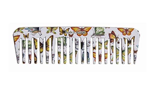 Rock & Ruddle Wide Tooth Comb. Perfect for Detangling Wet Hair and Applying Hair Color. Butterflies Design - color: Butterflies