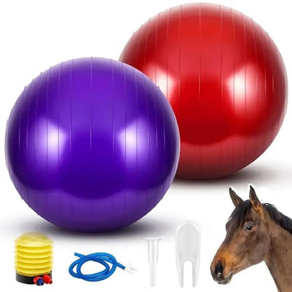 2pcs Horse Toy Balls with Inflation Pump, Suitable for Outdoor Entertainment, Training Balls for Horses and Goats (45cm/17.71inch) - size: 45cm/17.71inch