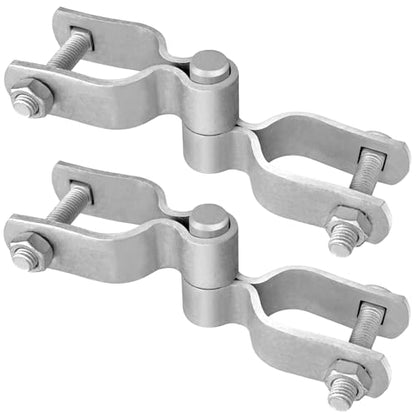 2 Pack Chain Link Gate Hinge Kit for 1-3/8" Pipe - Galvanized Steel No-Weld Kit w/Male & Female Brackets, Bolts & Nuts