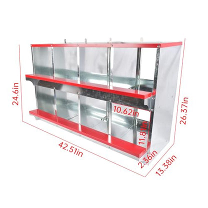 Chicken Nesting Boxes - 3-Compartment Metal Wall-Mounted Poultry Nest Box for Chickens, Hens, and Ducks - Easy Egg Collection - Large Vented Holes - Chicken Coop Equipment (8 Compartments) - size: 8 Compartments