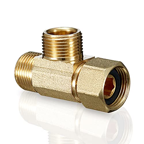 Add-A-Tee, Lead-Free Angle Stop Valve 3/8" Compression Inlet x 3/8" Outlet, Brass Extender Tee Connector with Built-in Sealing Gasket for Faucet, Glass Rinser, Dishwasher, Toilet Tank - size: 3/8 Comp-3/8 Comp-3/8 Comp Tee(1Pcs)