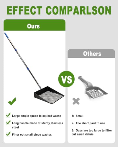 Large Chicken Poop Scooper, Chicken Coop Accessories,Metal Litter Scooper For Chicken,Chicken Coop Cleaning Tools,Heavy Duty Poop Shovel For Chicken Coop Accessories,Chicken Coop Must Haves (Black)