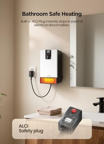 GiveBest Smart Wall Heater, 1500W Fast Heating Electric Space Heater for Indoor Use, 3 Heating Modes, Adjustable Thermostat, 24H Timer, Easy Mounted for Bedroom, Office, Home, White - color: White