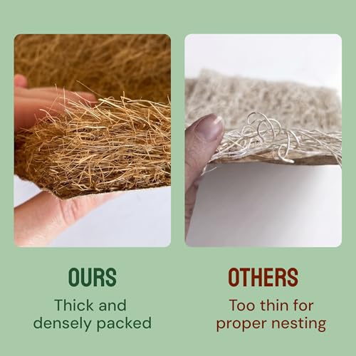 Hatortempt 10-Pack Chicken Nesting Box Pads for Laying Hens, 13"x13" | Ammonia Absorbing Coconut Coir - Helps Control Surface Odors - Tear-Resistant - Soft & Protective - Compostable - Trimmable
