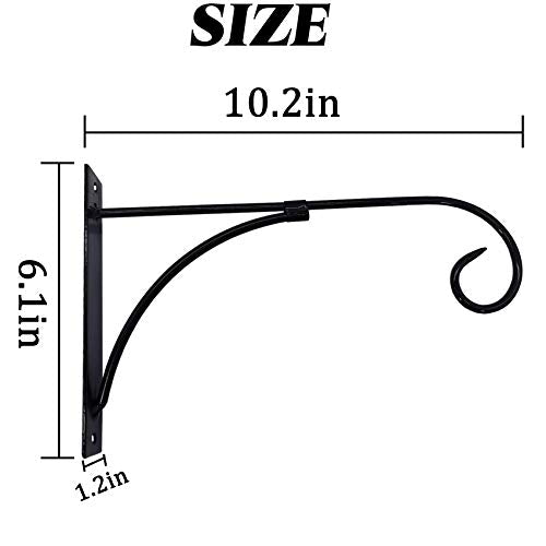 RONYOUNG 4PCS Hanging Plant Bracket 10"x6" Metal Wall Mount Hanger Indoor Outdoor Home Decorative Hook for Hanging Plant Flower Basket Pot Birdcage Lantern Bird Feerder Wind Chimes
