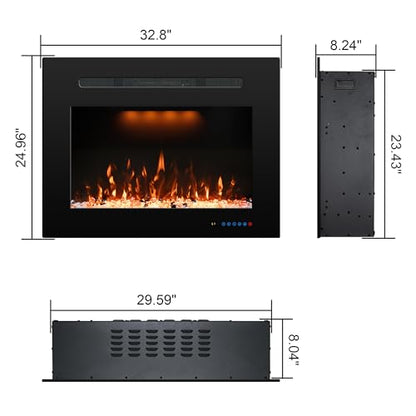 Electric Fireplace Insert Trim Kit for 33" W x 25" H，Black, for ASIN B0CLB7BBK7 - size: Trim for 33"W x 25"H
