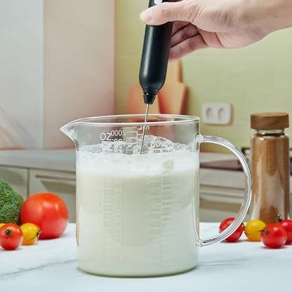 Ackers BORO3.3 Borosilicate Glass Measuring Cup with Insulated Handle, V-Shaped Spout, Clear, 2000ml/64oz Capacity, Etched Graduation, Easy to Read - size: 2000 ML (64 Oz, 8 Cup) - Etched Graduated