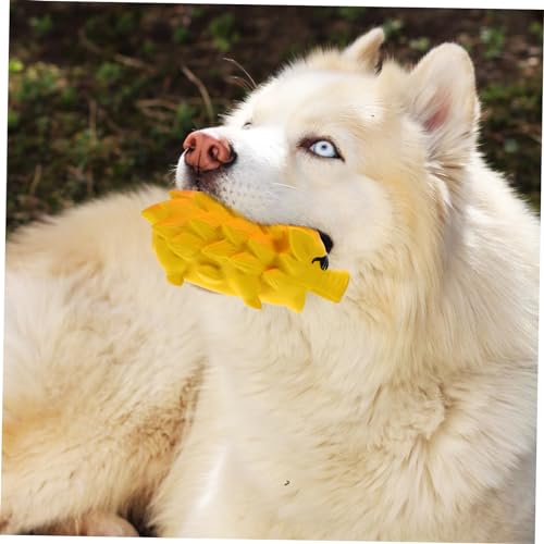 Latex Squeaky Dog Chew for Teeth Grinding Interactive Pet for Large Dogs Puppies Safe Wear Resistant Material for Healthy Chewing and Habit Correction Yellow Pig Shape