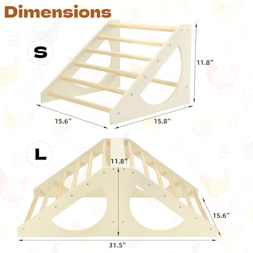 Chicken Roosting Bar Solid Wood Roosting Ladder Poultry Perch Stand Jungle Gym for Backyards Chicken Coops Farms Chicken Toy for Chicks Hens Roosters Large Birds Parrots Macaws L - size: Large