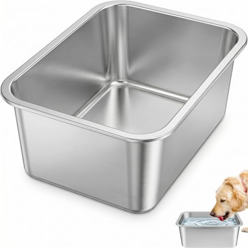 Bwogue 3 Gallons Extra Large Dog Water Bowl for Large Dogs, Durable Stainless Steel Dog Bowl High Capacity Pet Water and Food Bowls for XL-Large Dogs, 1 Pack - color: 1 Bowl, size: 3 Gallons
