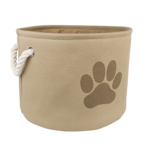 Bone Dry Pet Storage Collection Collapsible Bin, Small Round, Taupe - color: Taupe, size: Small Round